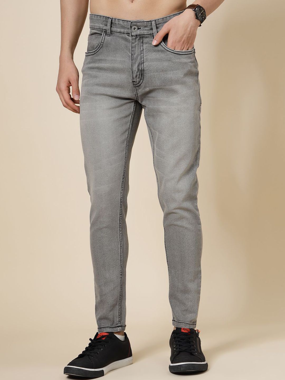 VESTIDO MODAS Men Slim Fit Mid-Rise Heavy Fade Stretchable Jeans