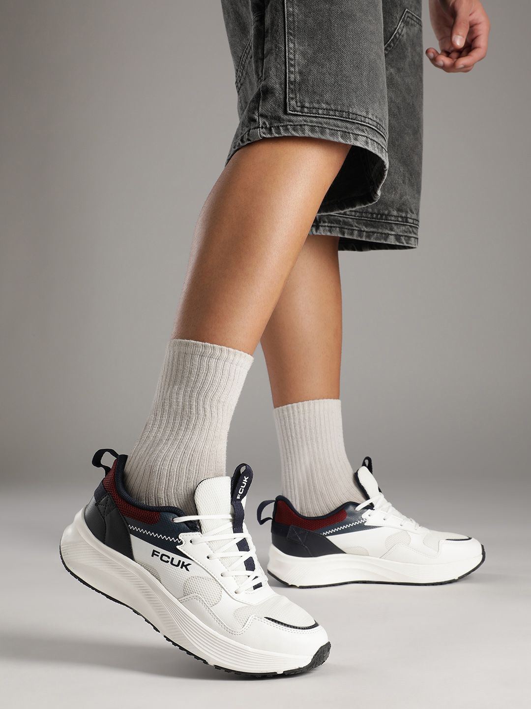 FCUK Men Woven Design Running Shoes
