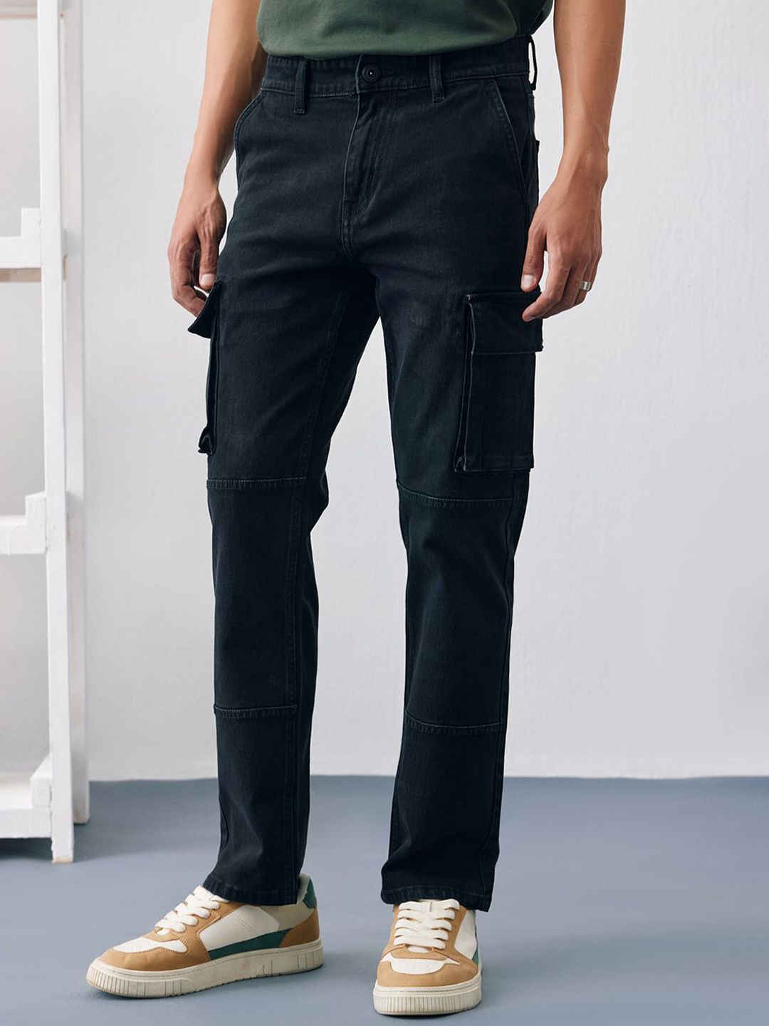 UNSTD Men Straight Fit Cargo Denim Jeans