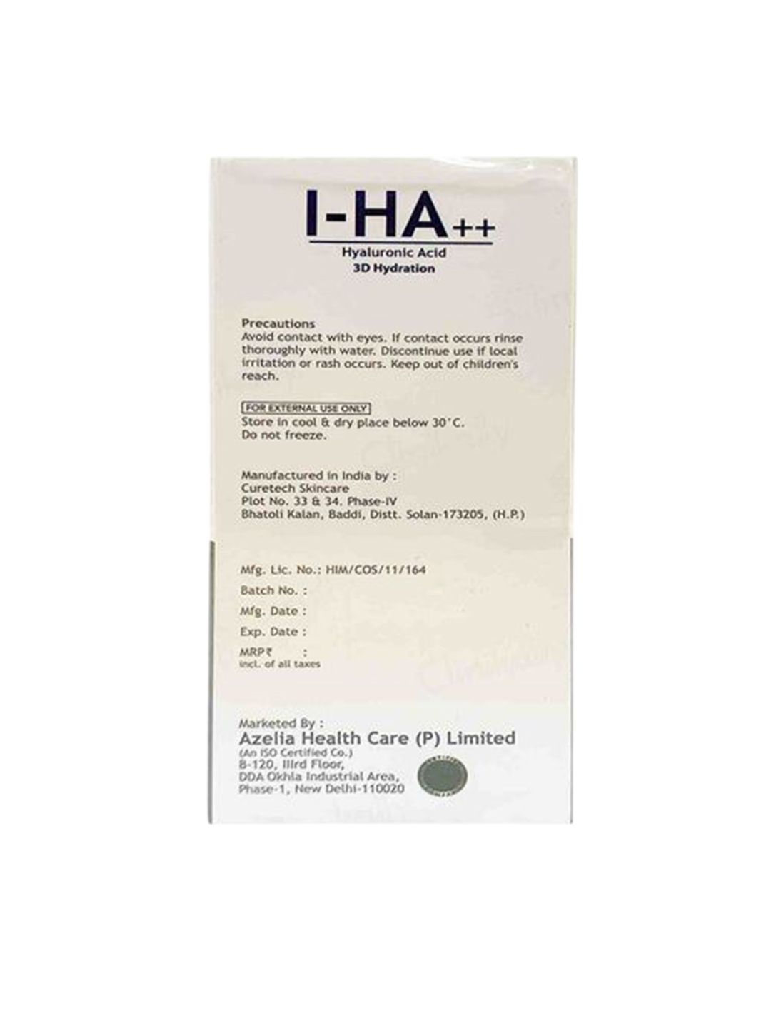 Buy Azelia I-HA++ Hyaluronic Acid 3D Hydration Serum - 30 ml