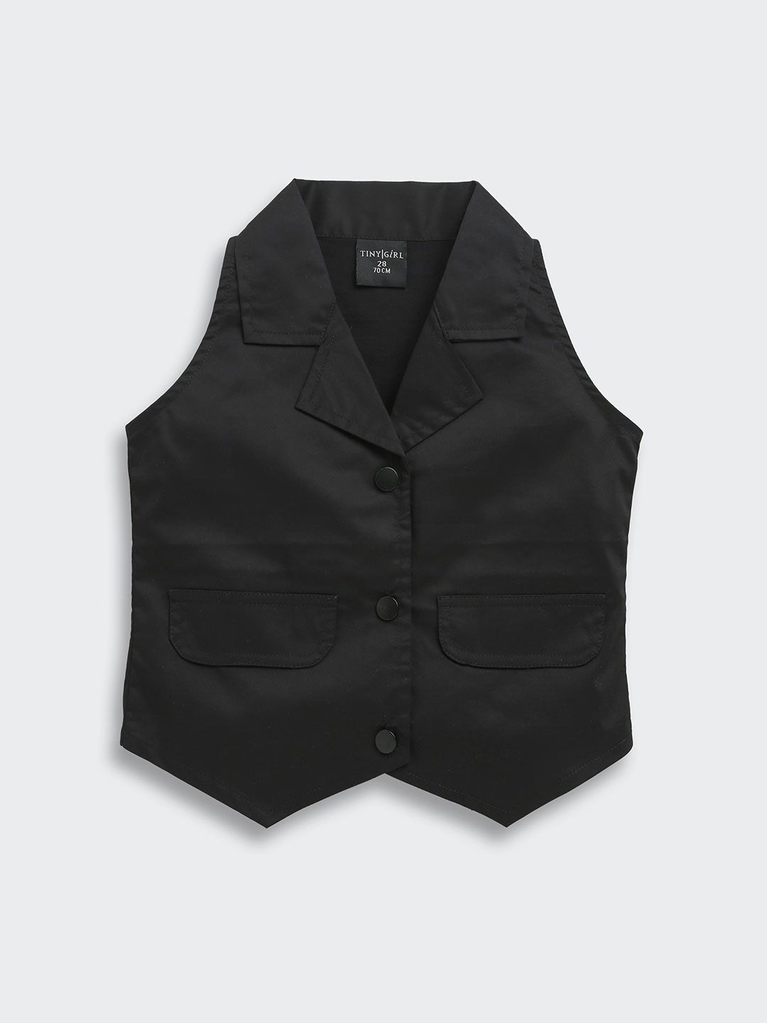 Tiny Girl Girls Solid Lapel Collar Crop Shirt Style Top