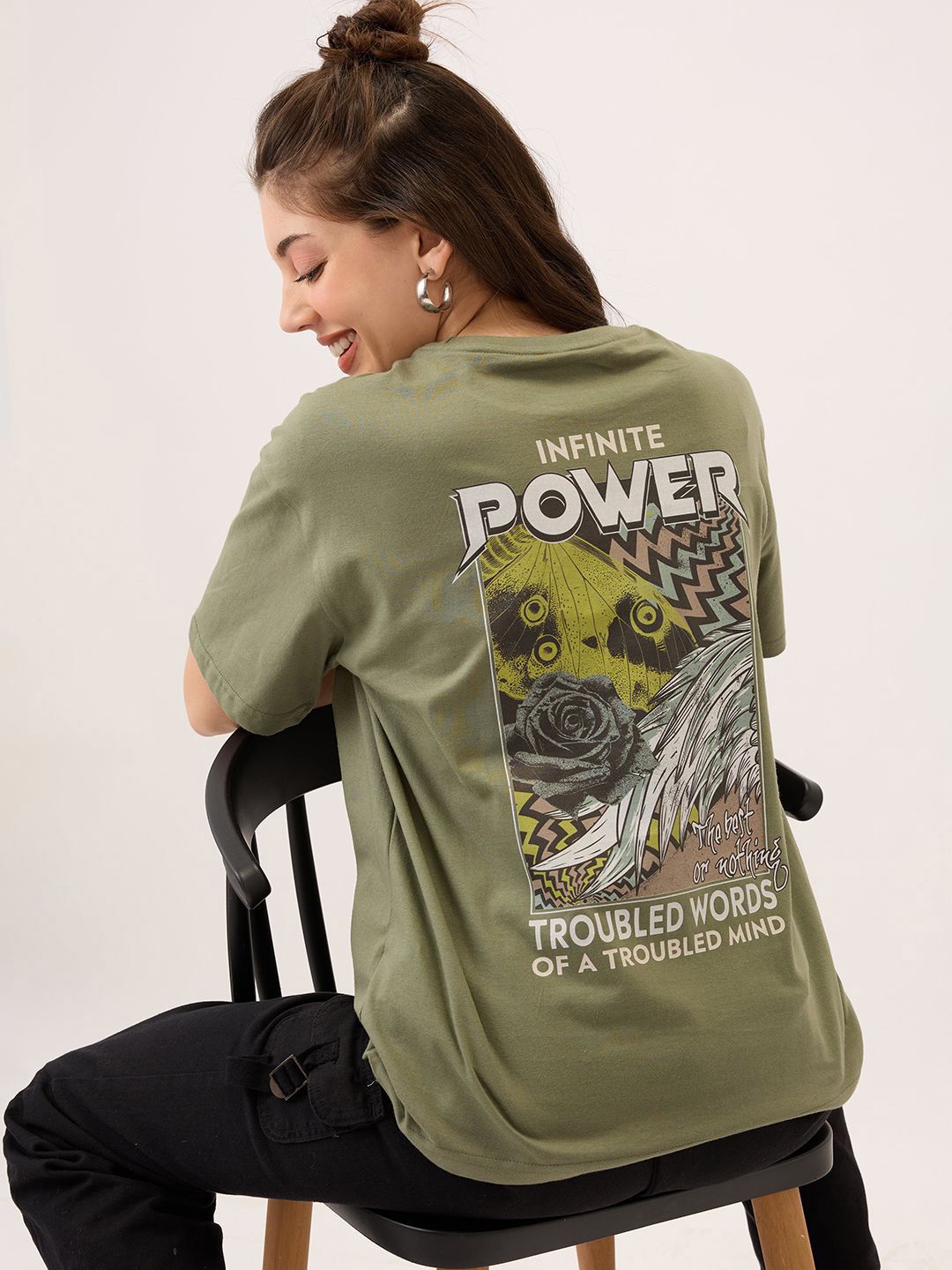 The Roadster Lifestyle Co. Women Graphic Printed Round Neck Relaxed Fit T-shirt