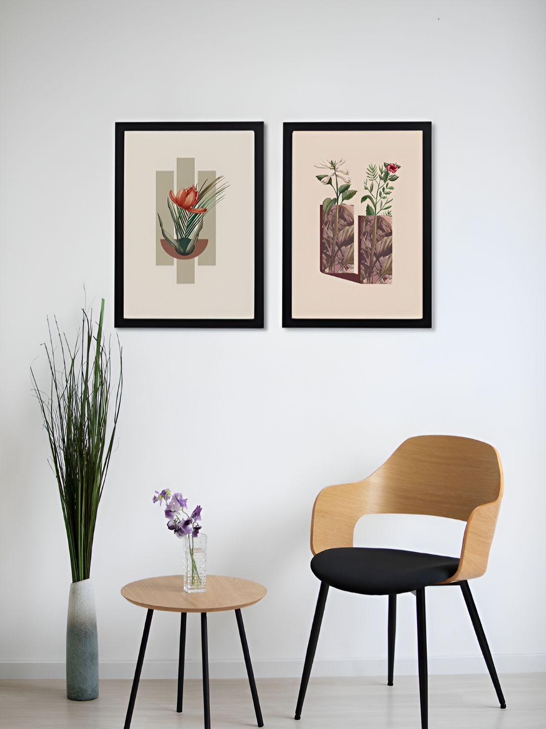 Giftii Black & White 2 Pieces Wood Abstract Wall Arts