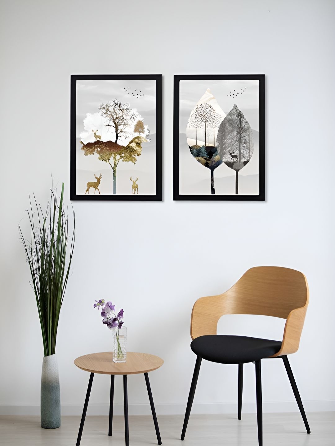 Giftii Black & White 2 Piece Wood Other Wall Paintings