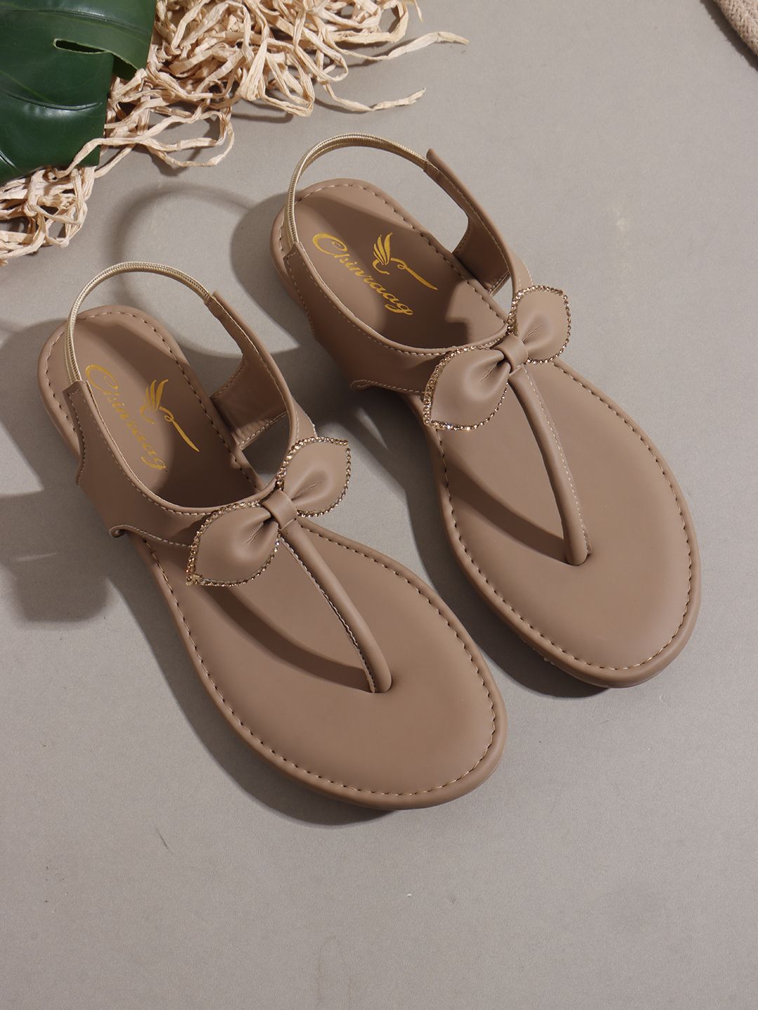 CHINRAAG CHINRAAG Women T-Strap Flats with Bows