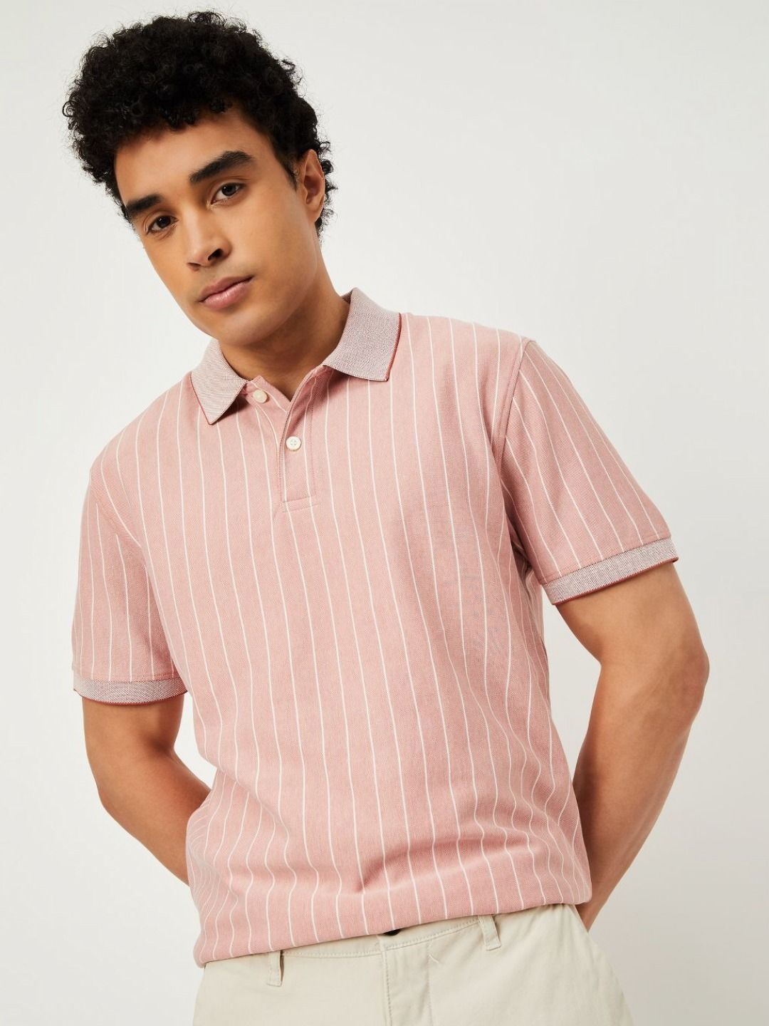 max Men Striped Polo Collar T-shirt