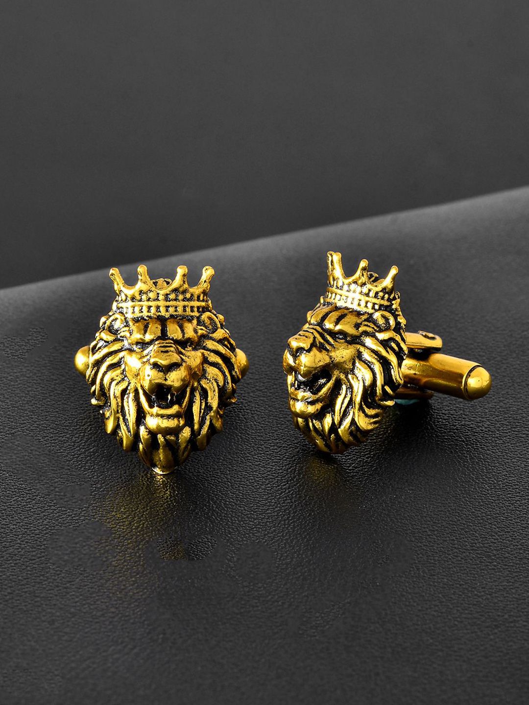 Voylla Statement The Golden Crowned Roar Cufflinks