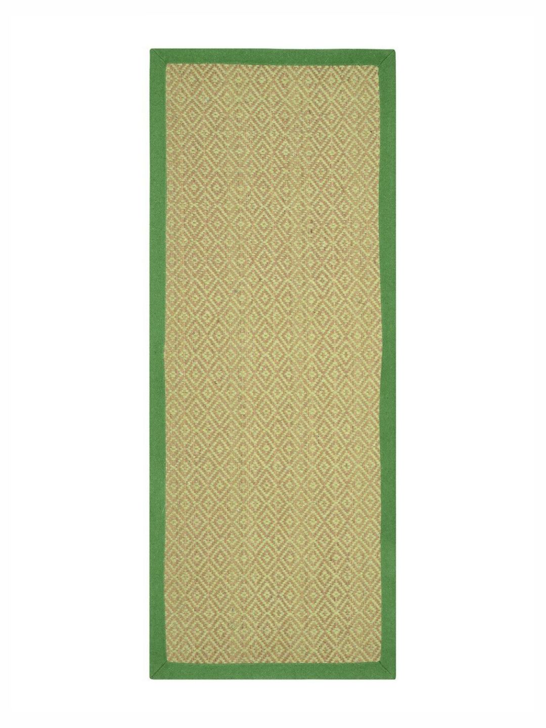 Saral Home Green & Beige Self-Designed Anti-Slip Floor Cotton Diamond Runner