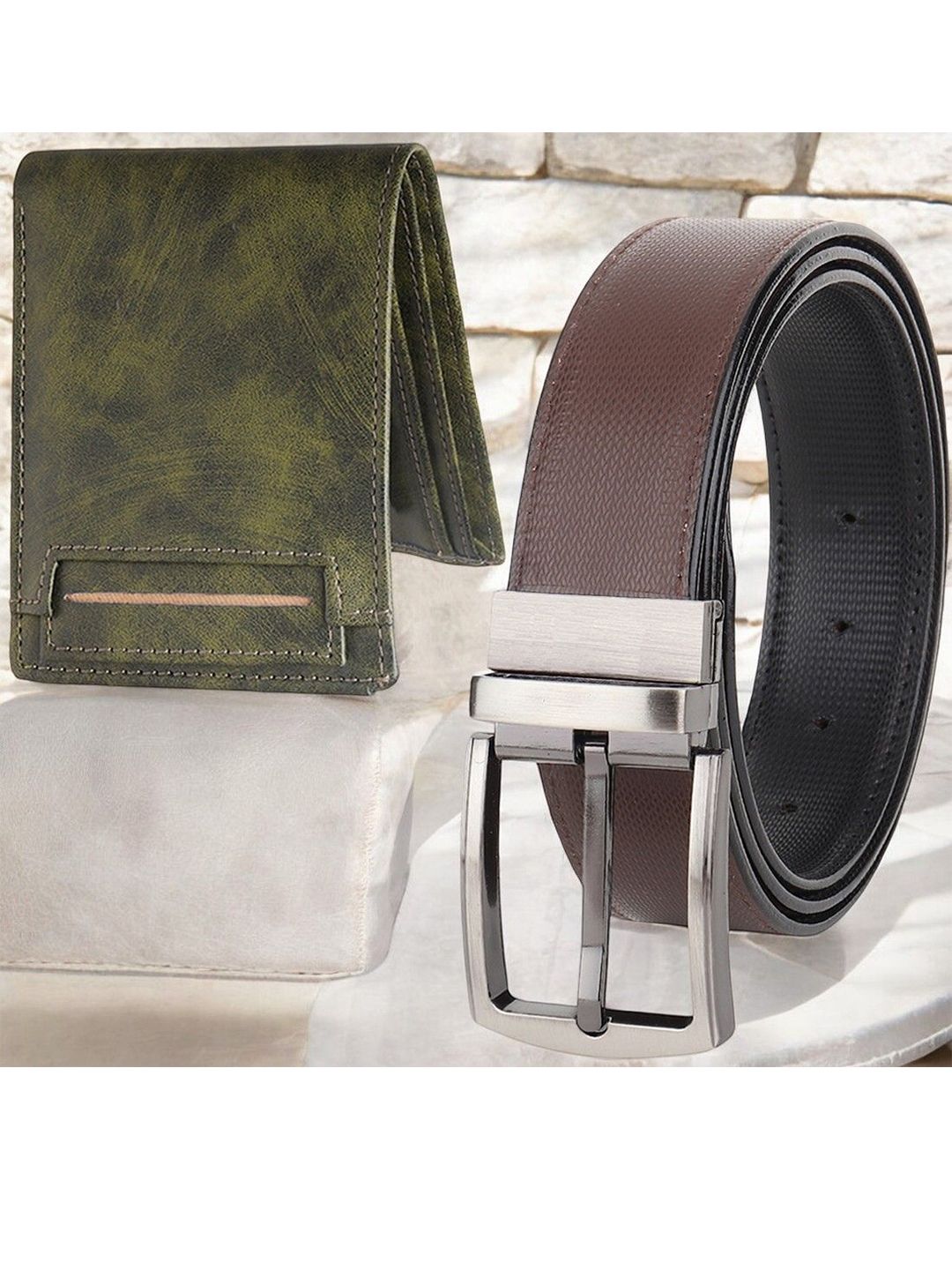 Provogue Men Pack Of 2 Luxury Artificial Leather Wallet & Belt Accessory Gift Set