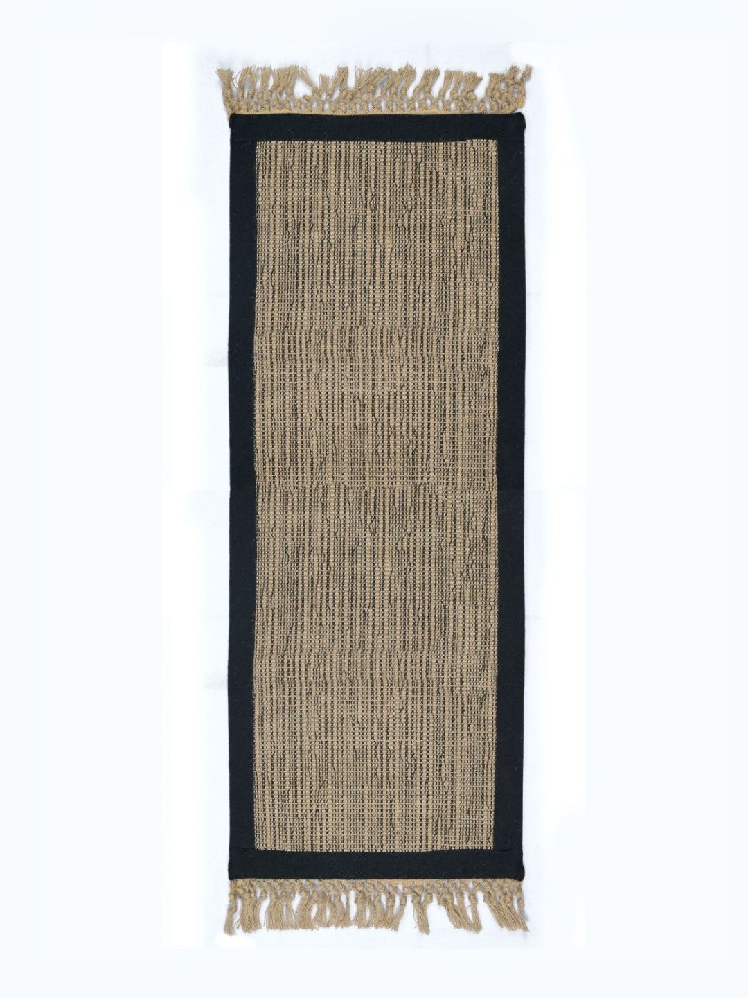 Saral Home Black & Beige Woven Anti-Slip Floor Cotton Runner