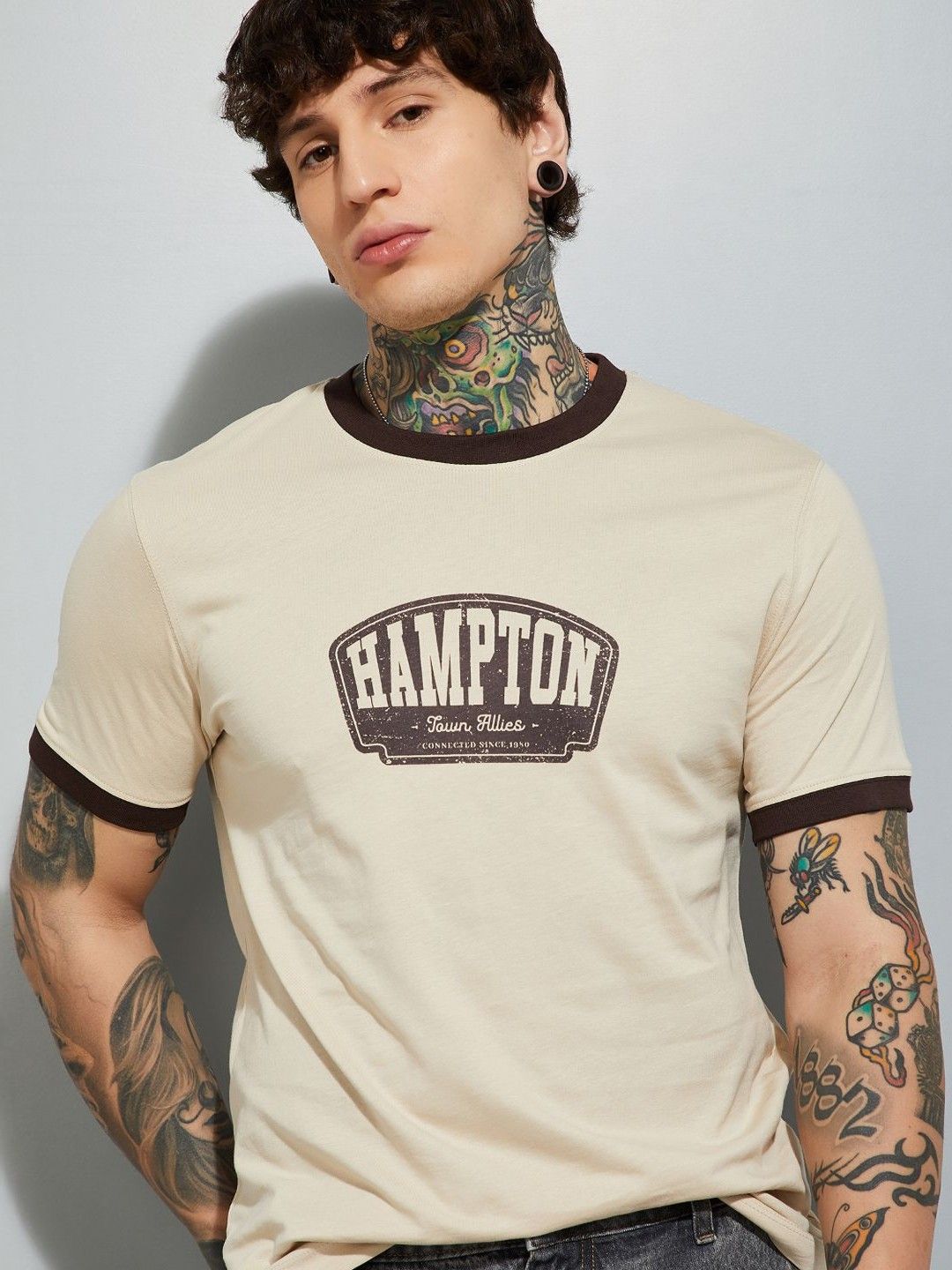 max Typography Printed Regular Fit Pure Cotton T-shirt
