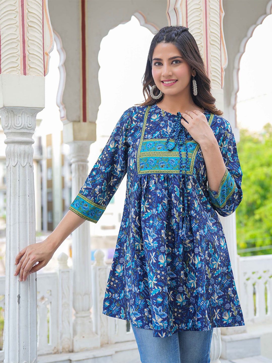 IKRASS Floral  Printed A-Line Kurti
