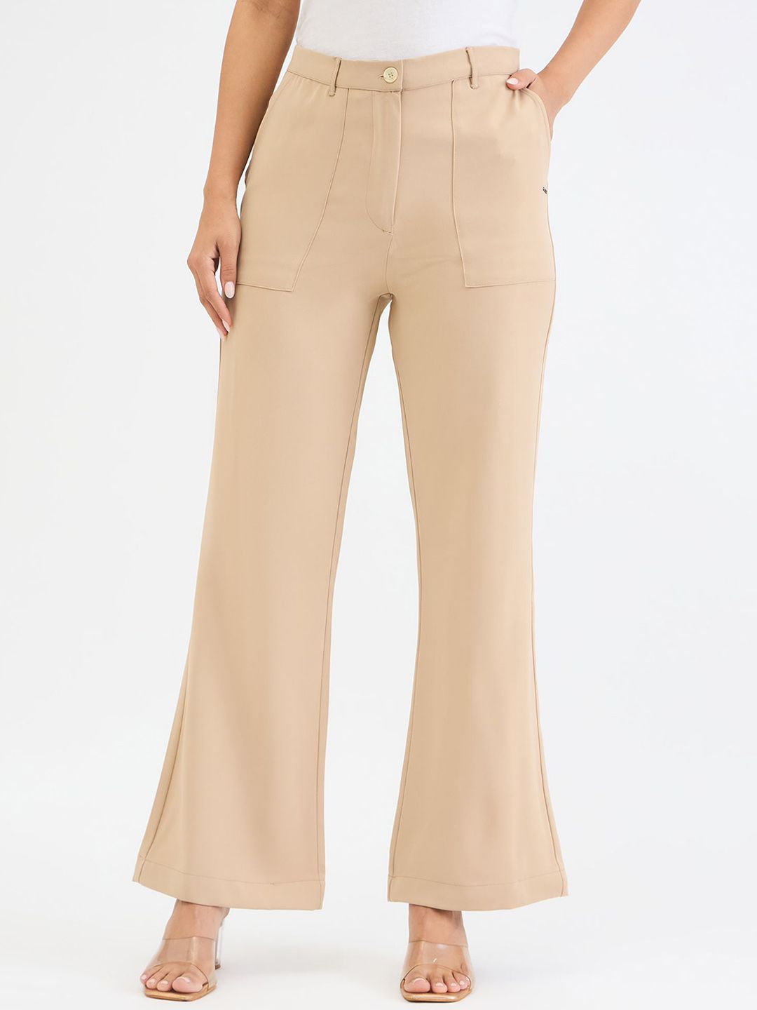 ELLE Women Regular Fit Cotton Bootcut Trousers