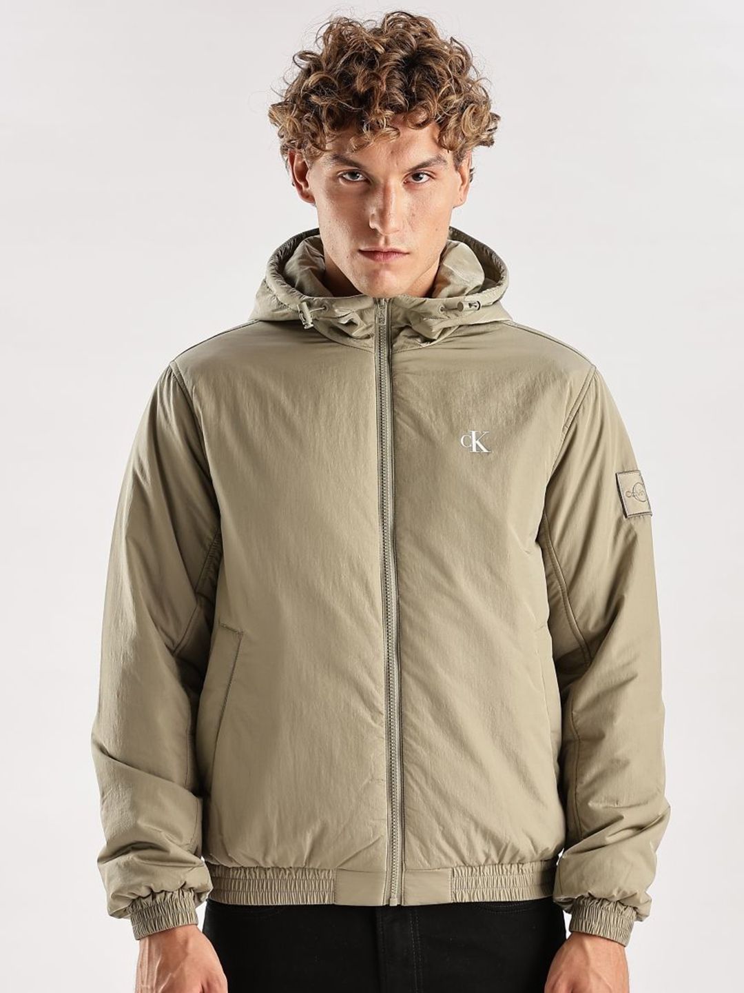 Calvin Klein Jeans Hooded Open Front Jacket