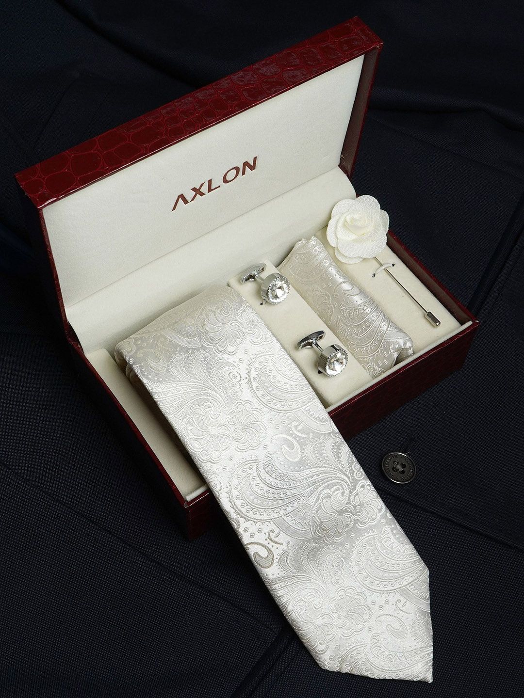 Axlon Men Paisley Tie & Pocket Square Accessory Gift Set deal from myntra