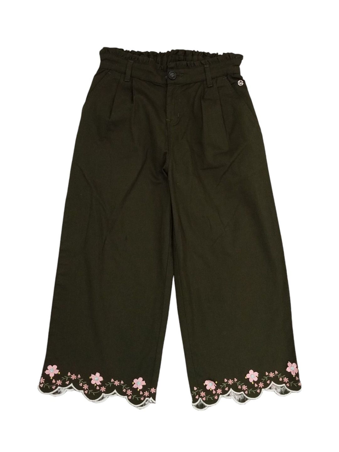 Gini and Jony Girls Floral Embroidered Comfort Flared Culottes Trousers