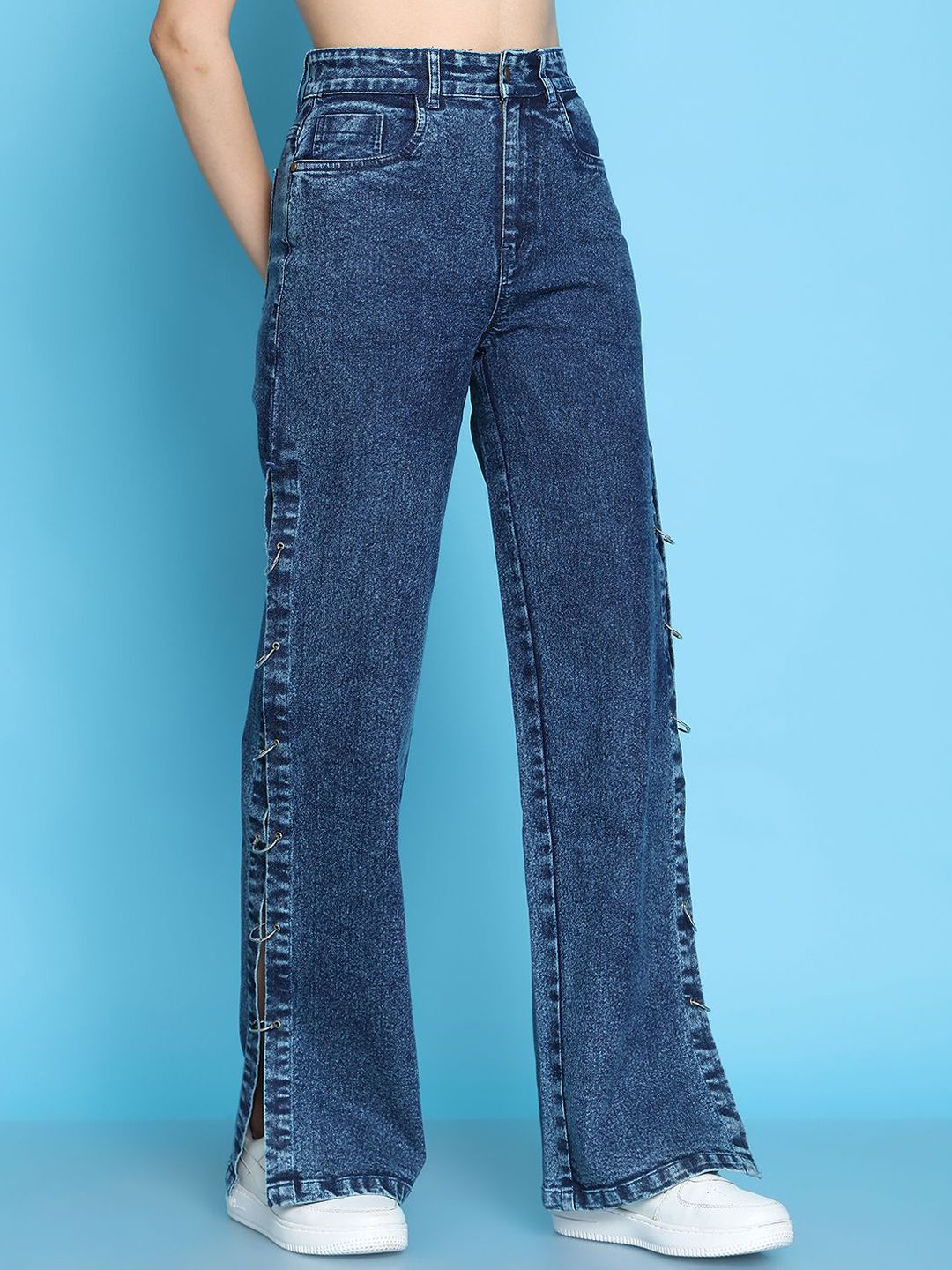 poo　RANCLIC side slit denim Buy PUELLA Women Straight Fit High-Rise Side Slit Stretchable