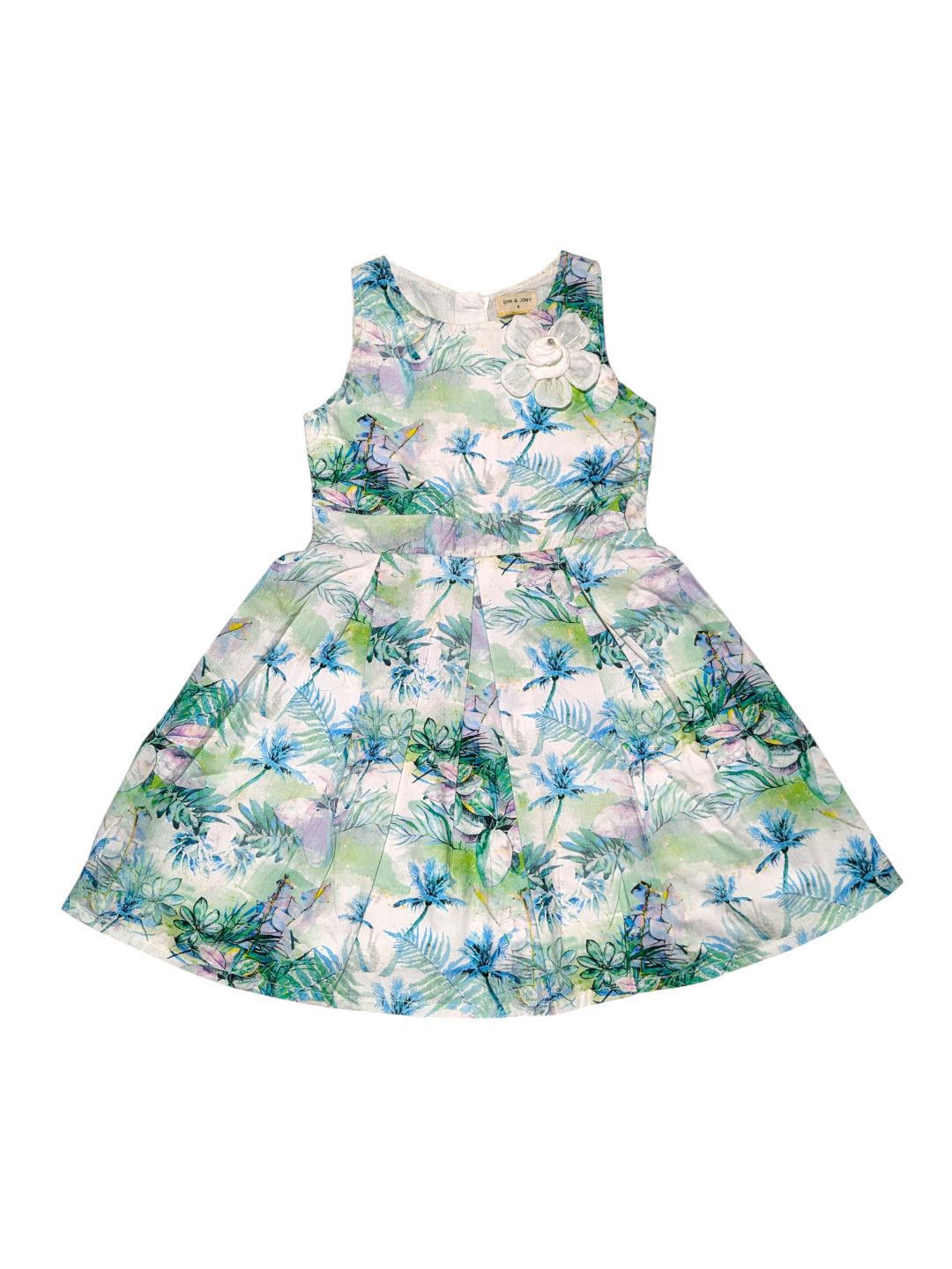 Gini and Jony Girls Tropical Printed Sleeveless Fit & Flare Knee Length Dress