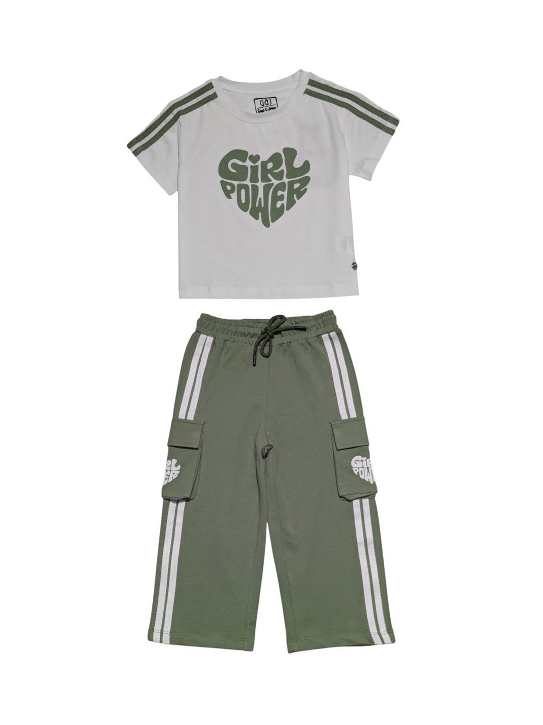 Gini and Jony Girls Printed Round Neck Short Sleeves T-shirt With Trousers