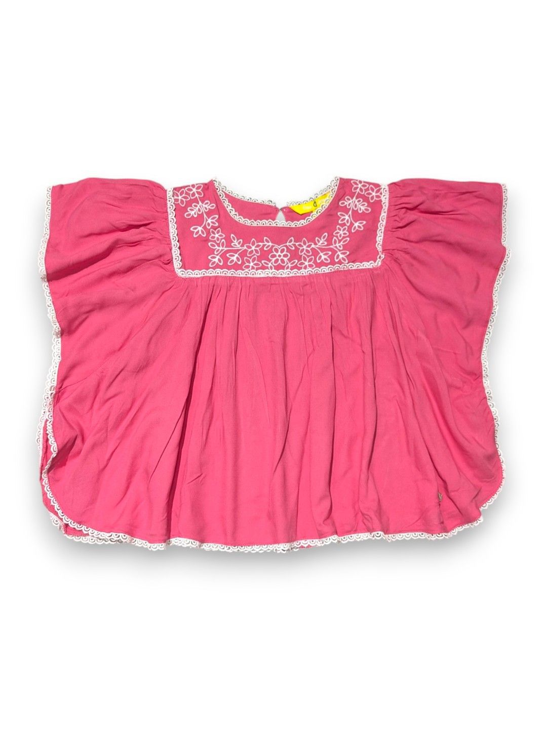 Gini and Jony Girls Floral Embroidered Kimono Sleeves Cotton Kaftan Crop Top