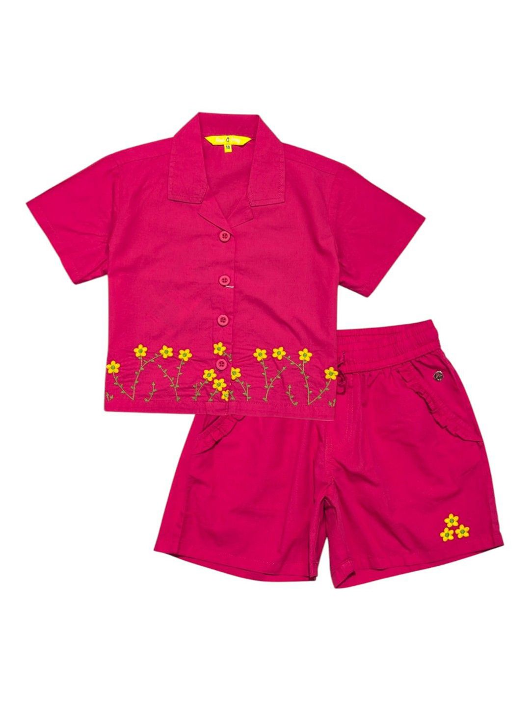 Gini and Jony Girls Floral Embroidered Shirt Collar Shirt With Short