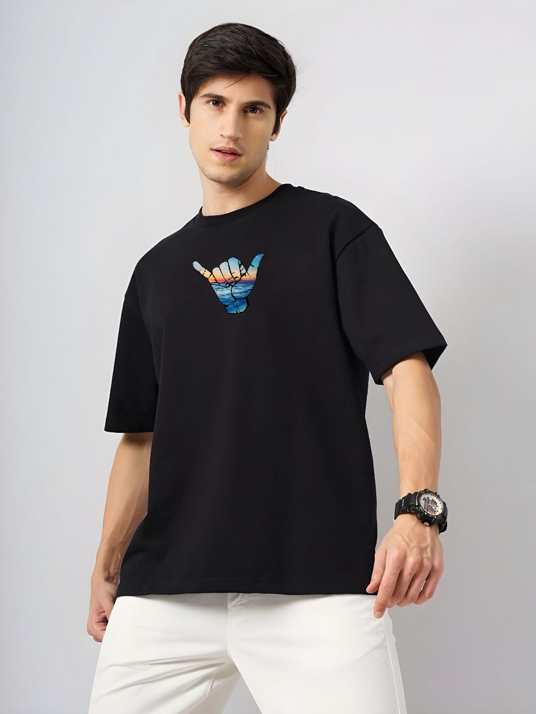 KAIDO Graphic Printed Drop-Shoulder Sleeves Oversized Cotton T-shirt