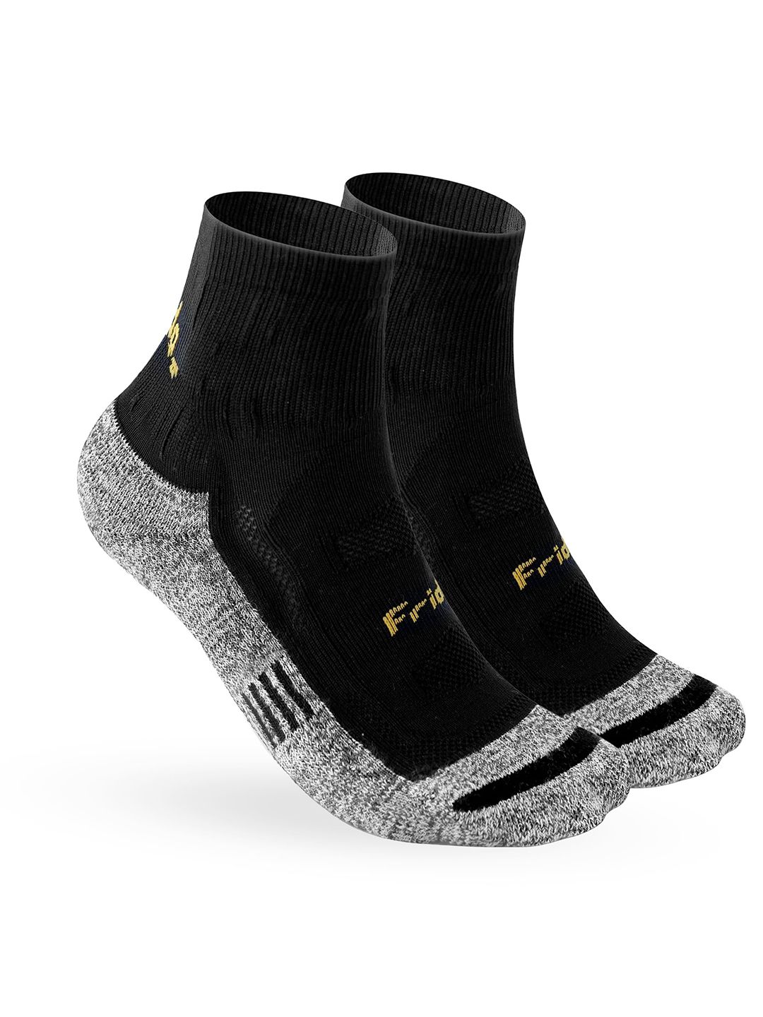 FRIDO Printed Pack Of 2 Charcoal Grey Ankle Length Grip Active Socks