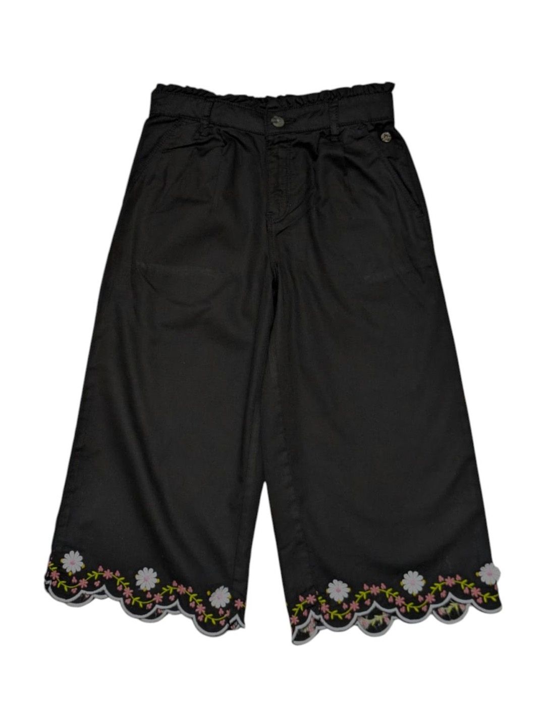 Gini and Jony Girls Floral Embroidered Comfort Flared Pleated Culottes Trousers