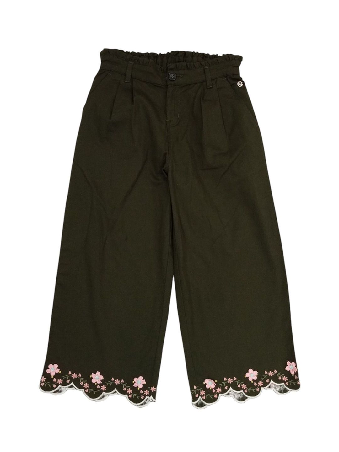 Gini and Jony Girls Floral Embroidered Comfort Flared Culottes Trousers
