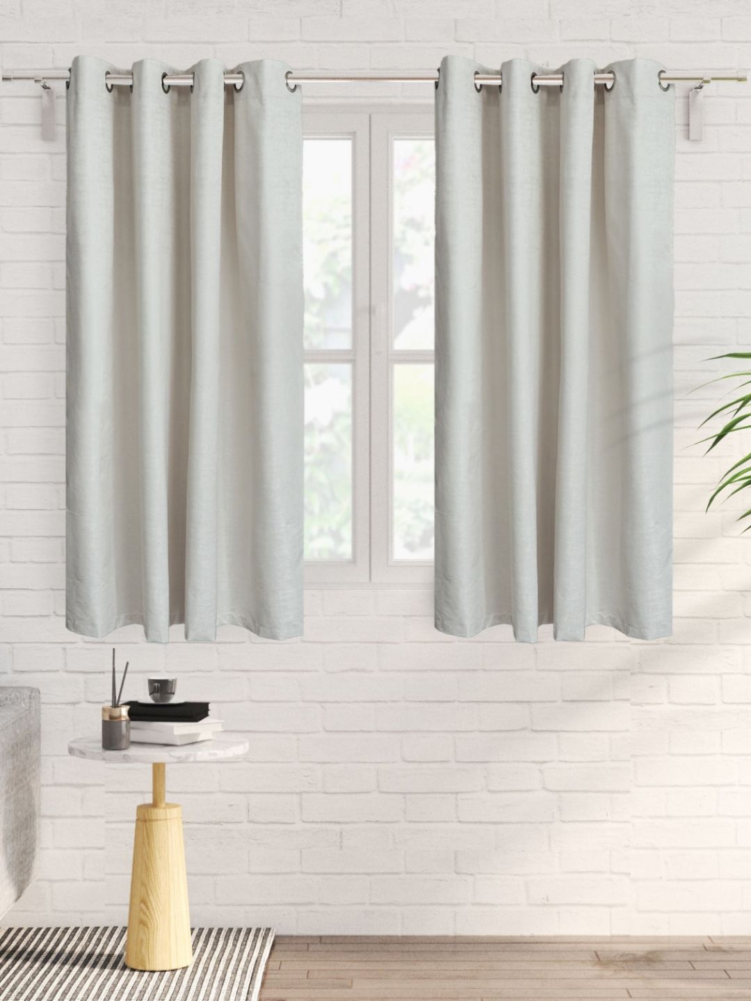 Home Centre Home Centre Arbor Off White 2 Pieces Jacquard Black Out Window Curtains