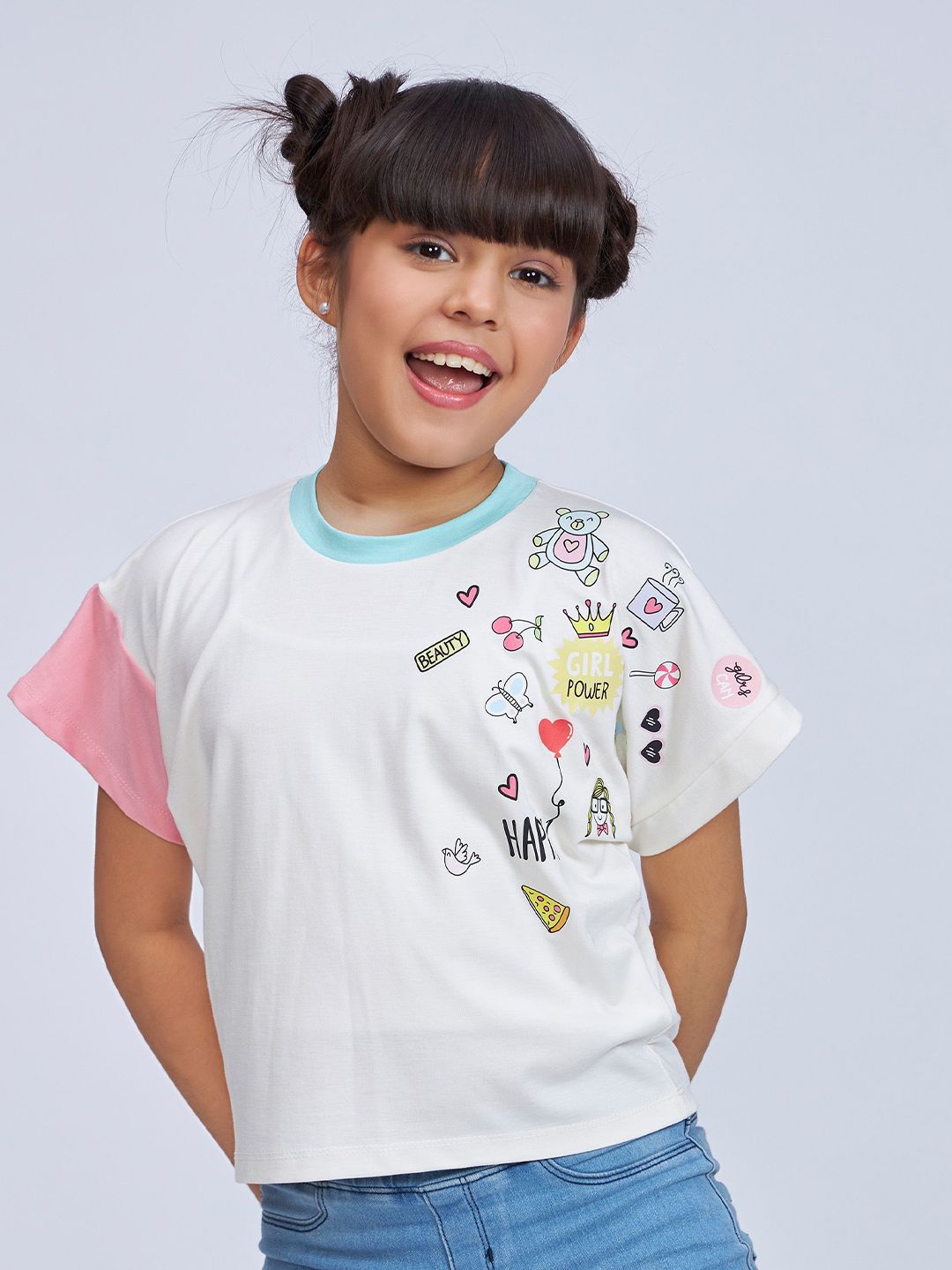 Peppermint Girls Print Cotton Boxy Top