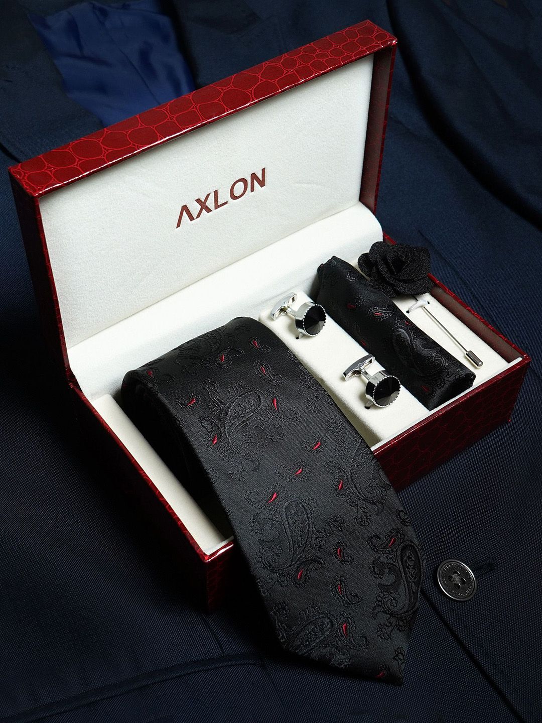 Axlon Men Paisley Tie & Pocket Square Accessory Gift Set deal from myntra