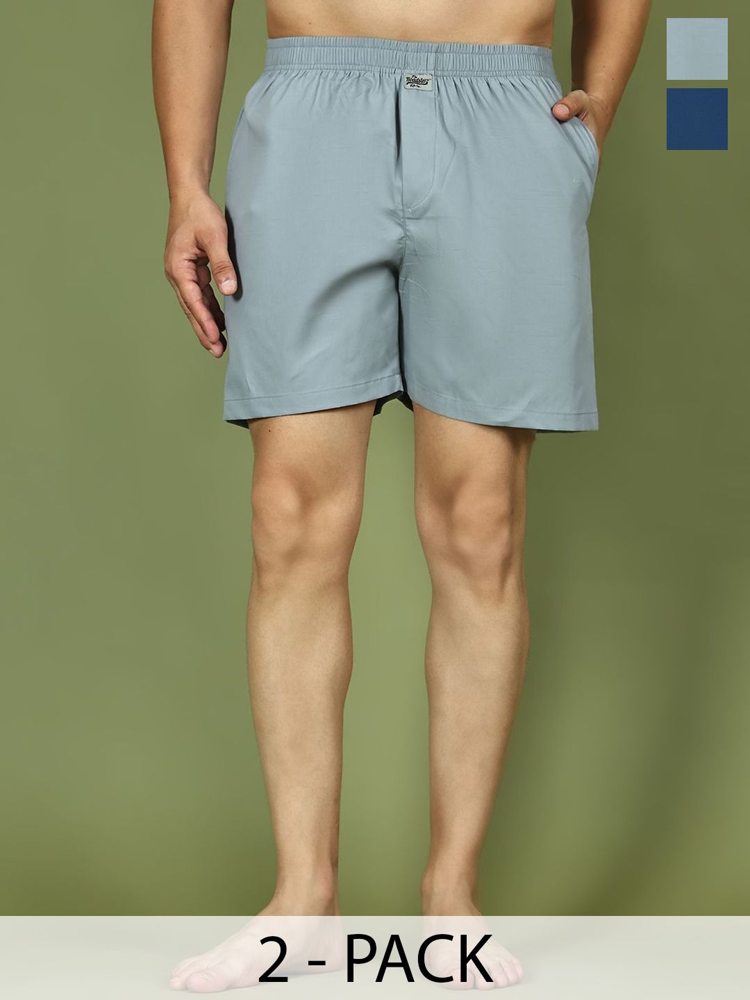 The Roadster Lifestyle Co Pack Of 2 Pure Cotton Boxers -RDBX_154Navy-Grey_Pack-2