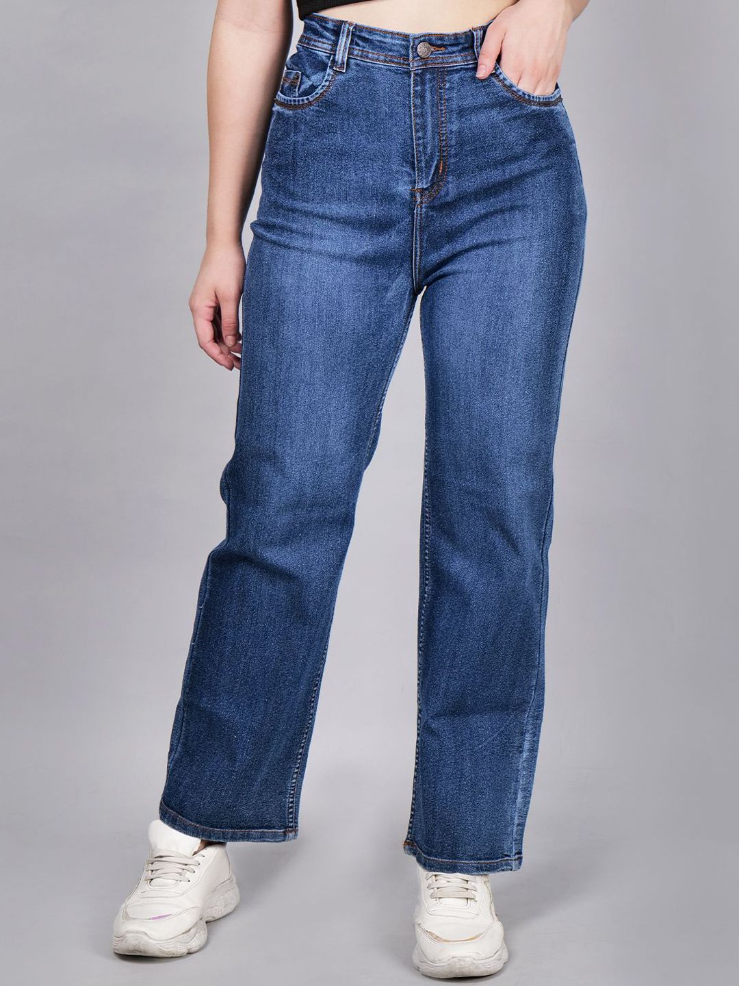 Buy ZXN CLOTHING Women Cotton Comfort Straight Fit High-Rise Light