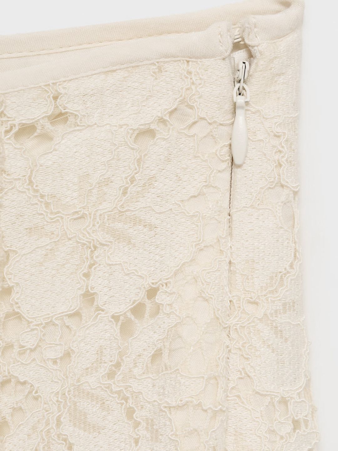 Mid-Rise Lace Inserts A-Line Panelled Maxi Skirt
