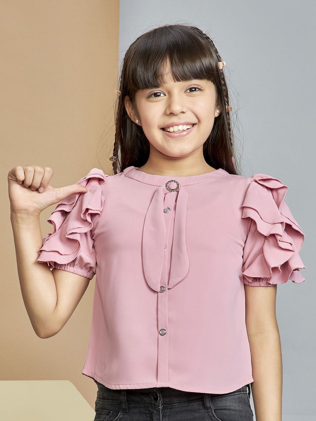 Peppermint Girls Flared Sleeve Casual Top