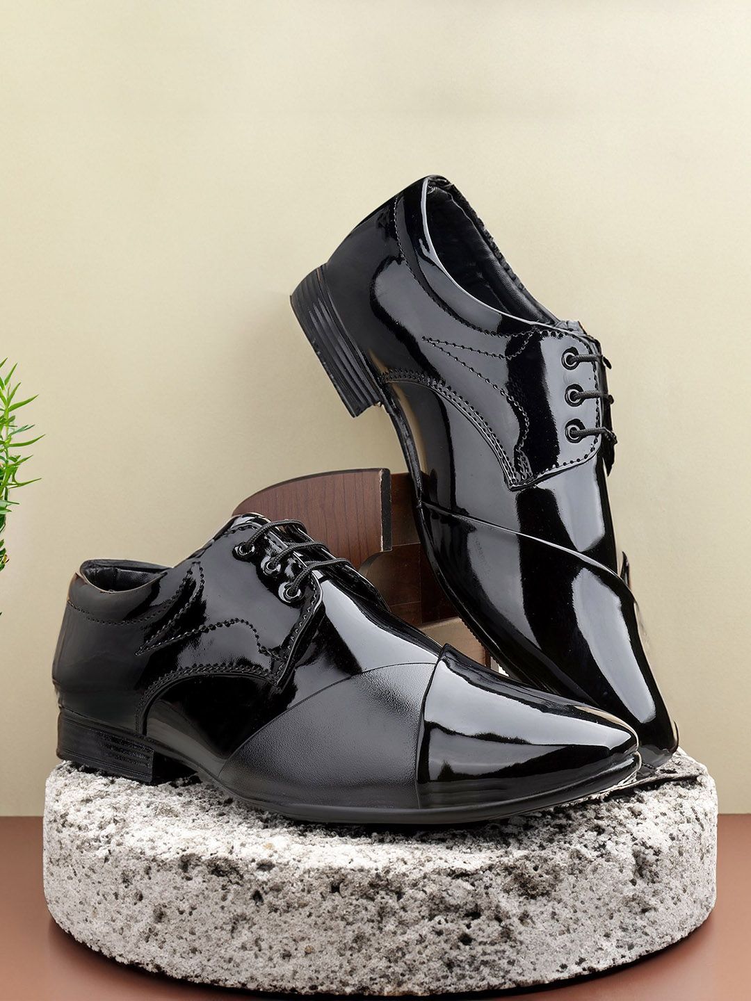 LEEPEETER Men Leather Formal Derbys Shoes