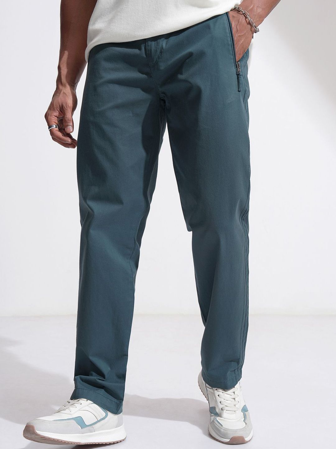 Men Cargo Trousers Highlander Men Solid Relaxed Fit Elasticated Easy Trousers