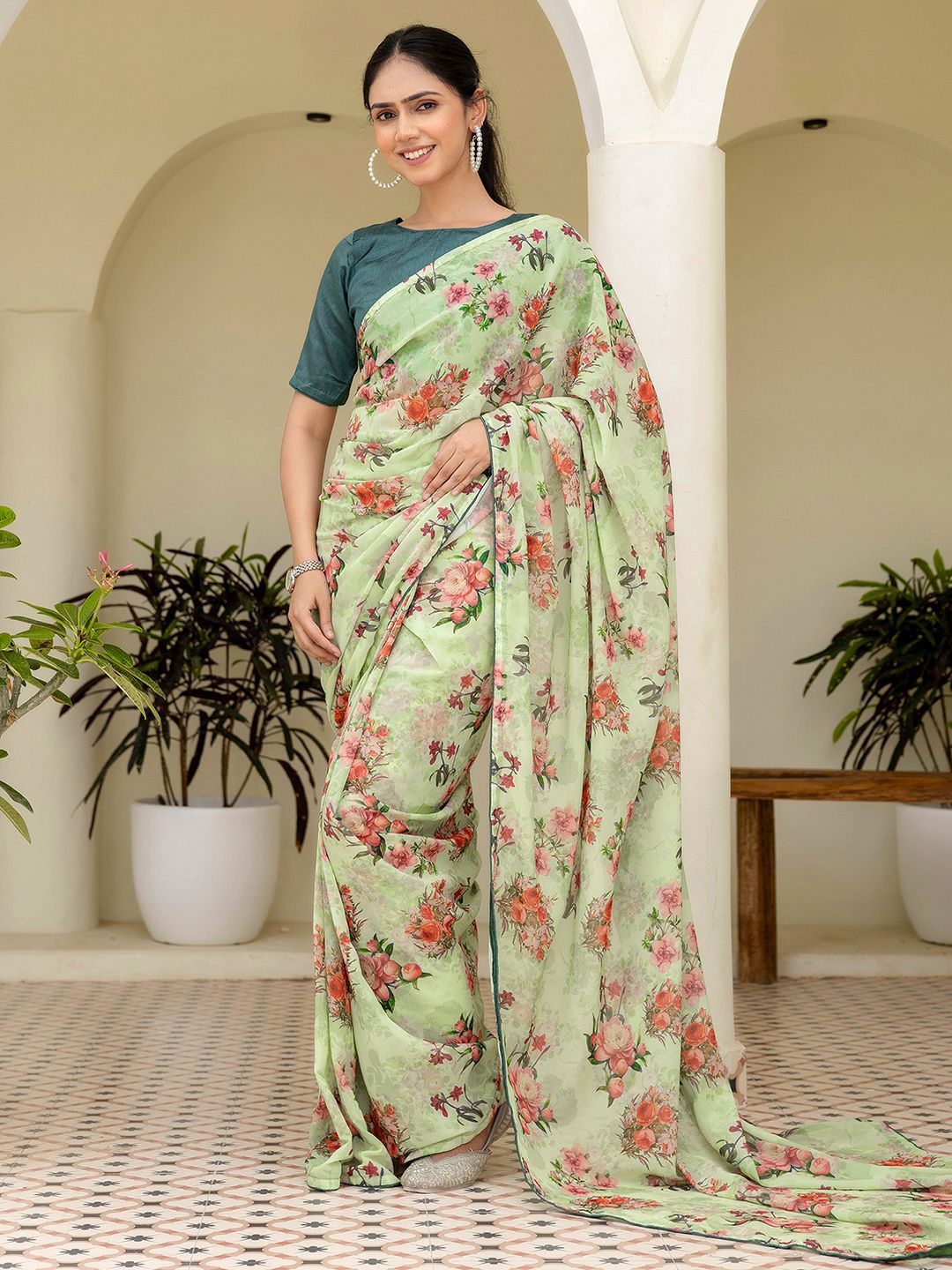 Mitera Floral Pure Georgette Ready to Wear Saree
