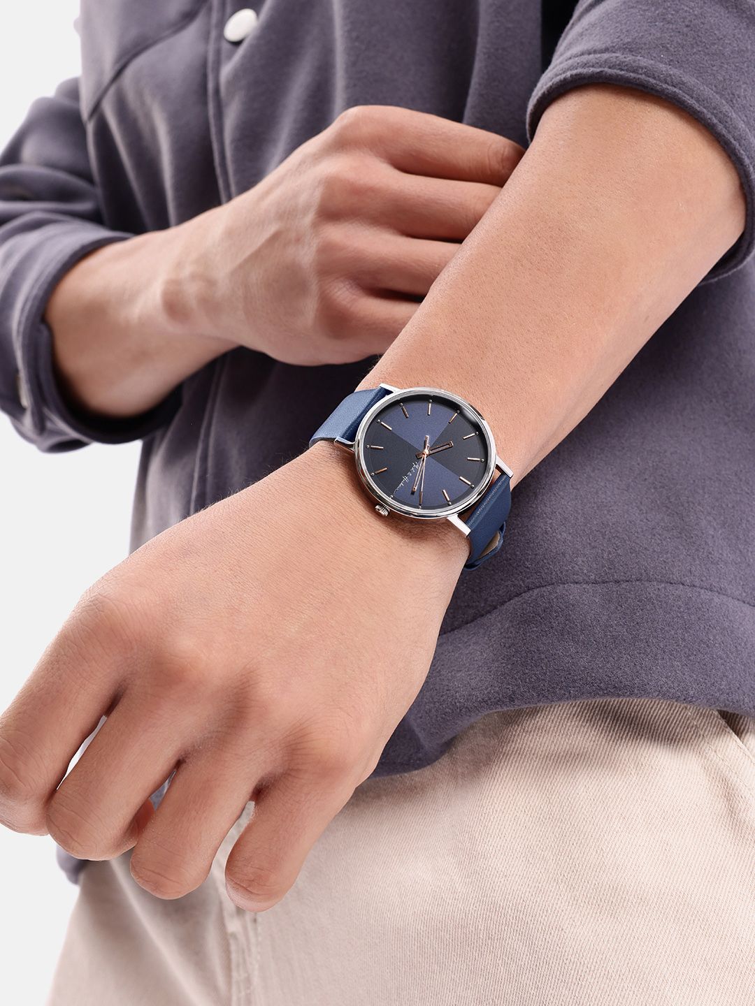 Mast & Harbour Unisex Brass Dial & Leather Straps Analogue Multi Function Watch