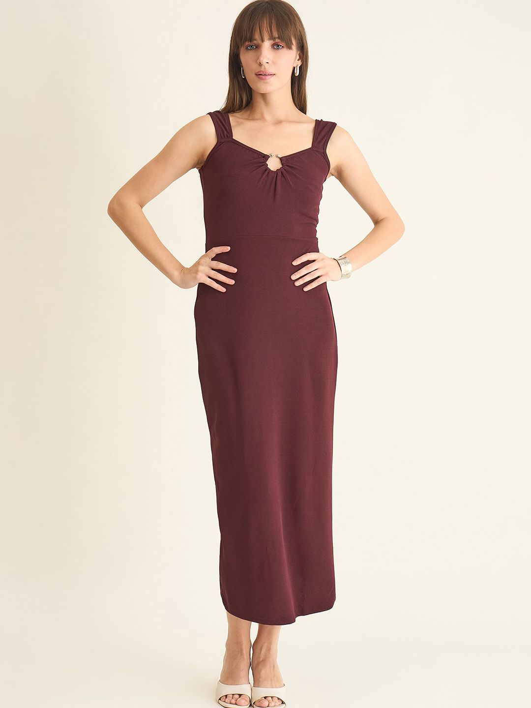 aayu aayu AA#0240554 Women Solid Sleeveless Bodycon Midi Dress
