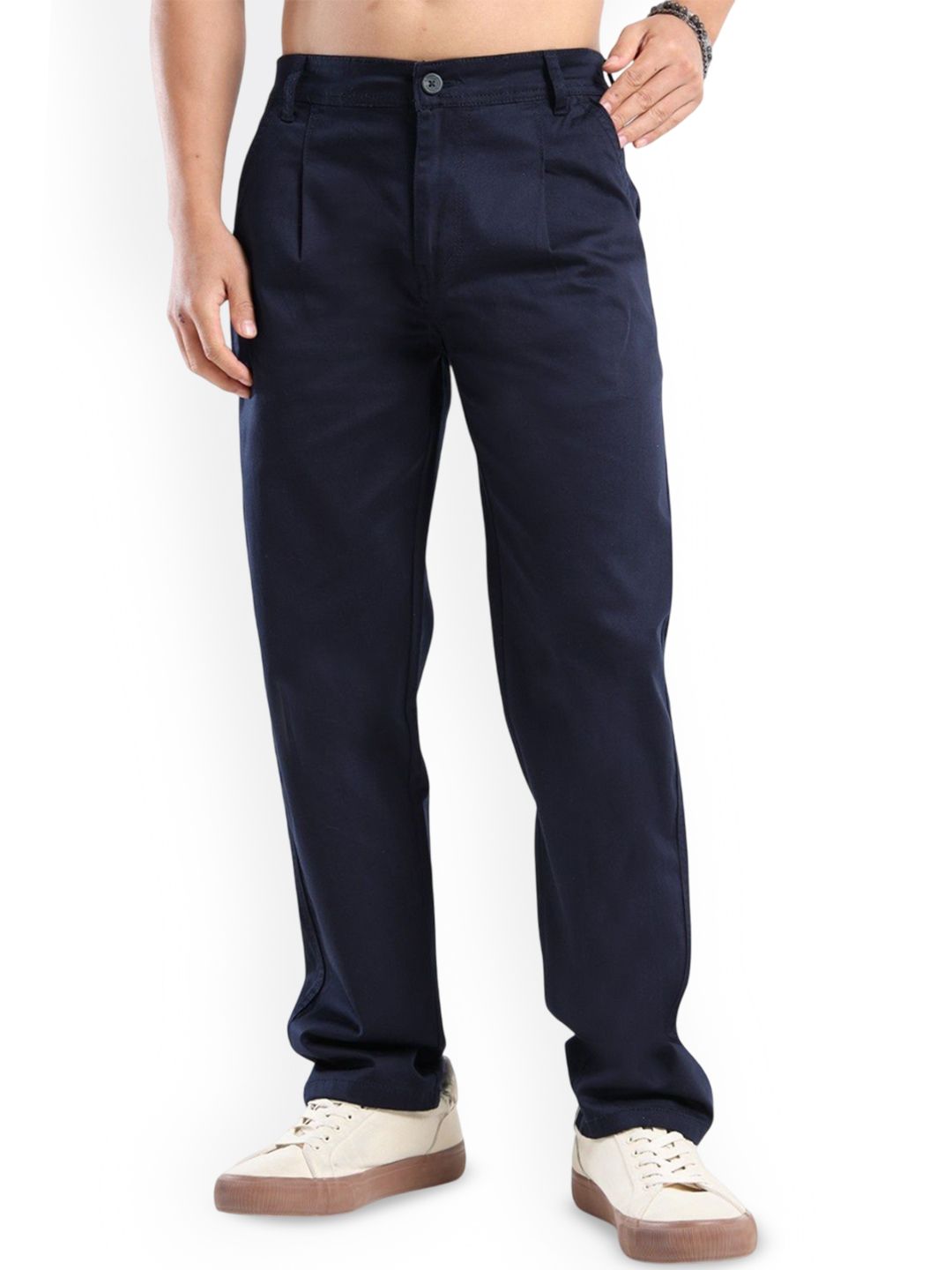 BEVDAAS Men Comfort Regular Fit Mid-Rise Pleated Trouser