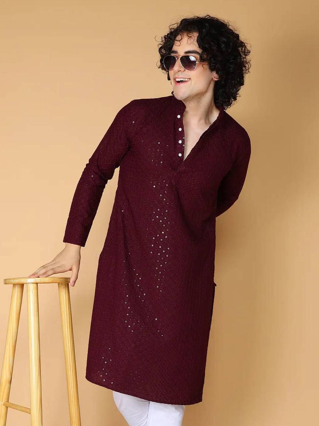 Shiv Leela Men Embellished Festive Straight Kurta