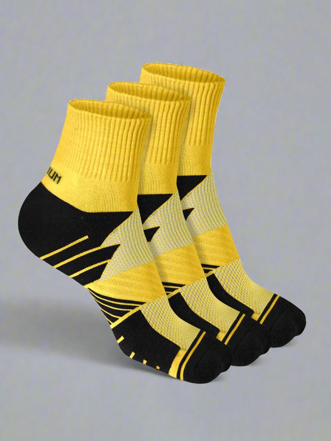 Heelium Unisex Pack Of 3 Striped Above Ankle Length 3X Tougher & Durable Athletic Socks
