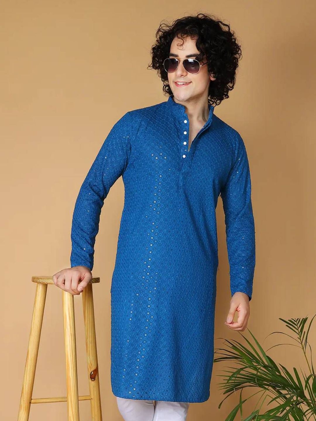 Shiv Leela Men Embellished Festive Straight Kurta