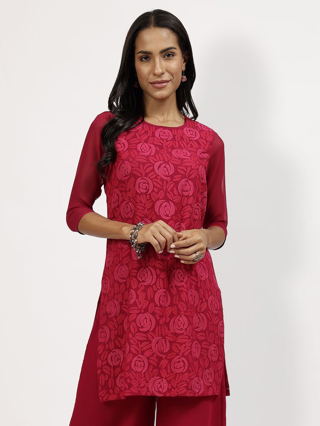 LELA Embroidered Round Neck Tunic