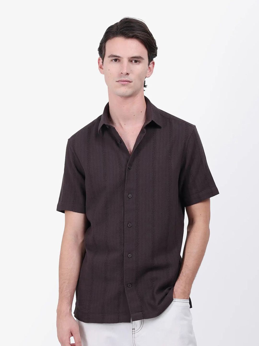 Men Zolt Shirt RARE RABBIT Zolt Primary Comfort Vertical Striped Casual Shirt