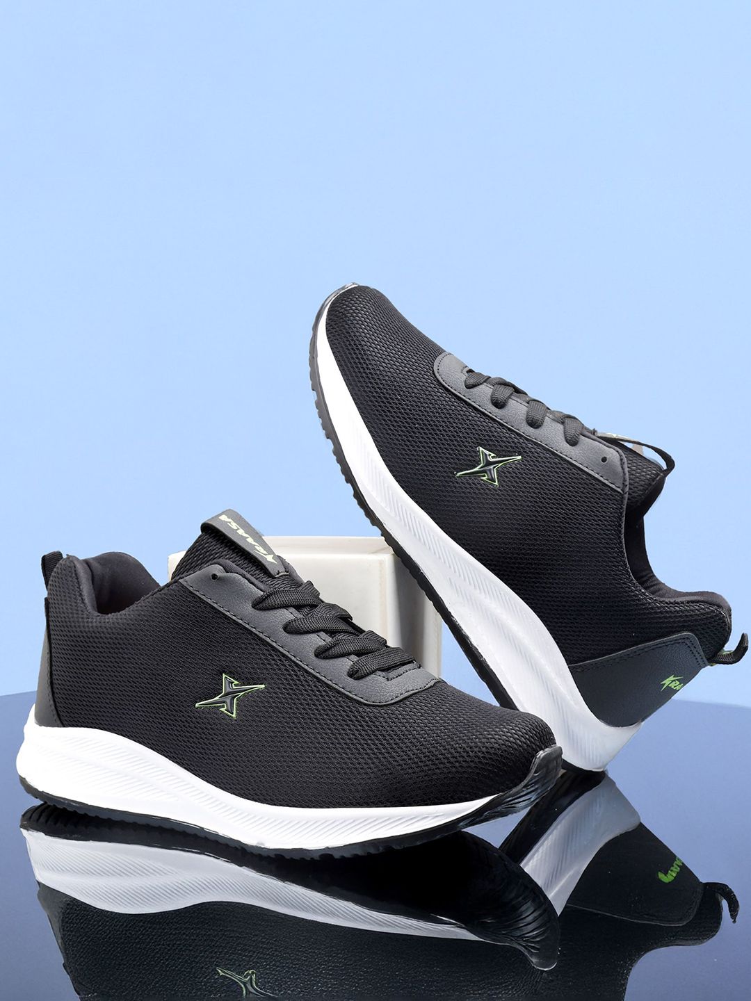 KRAASA Men Textured Lace-Ups Mesh Running Shoes