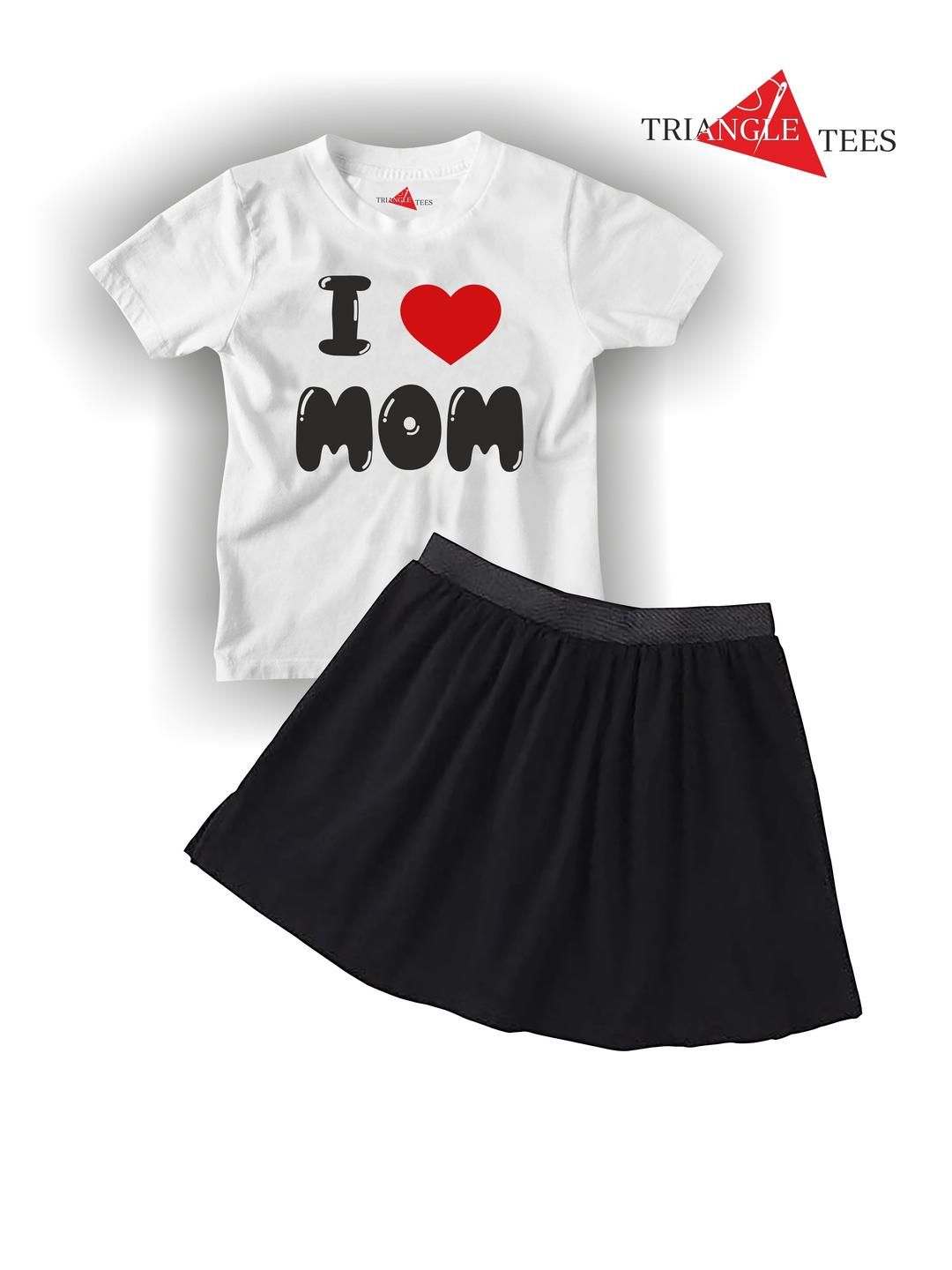 TRIANGLETEES Girls Printed T-shirt with Skirt
