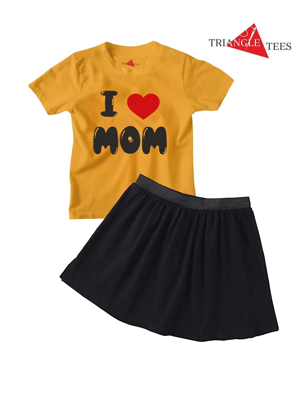 TRIANGLETEES Girls Printed T-shirt with Skirt